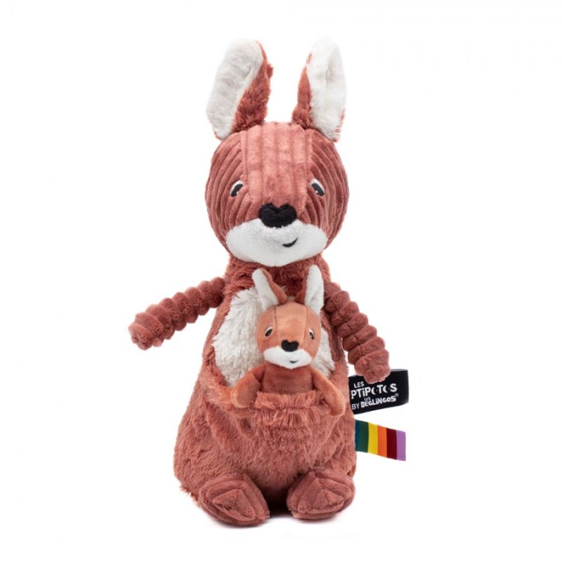 Les déglingos - les ptipotos - peluche kangourou orange - 30 cm 